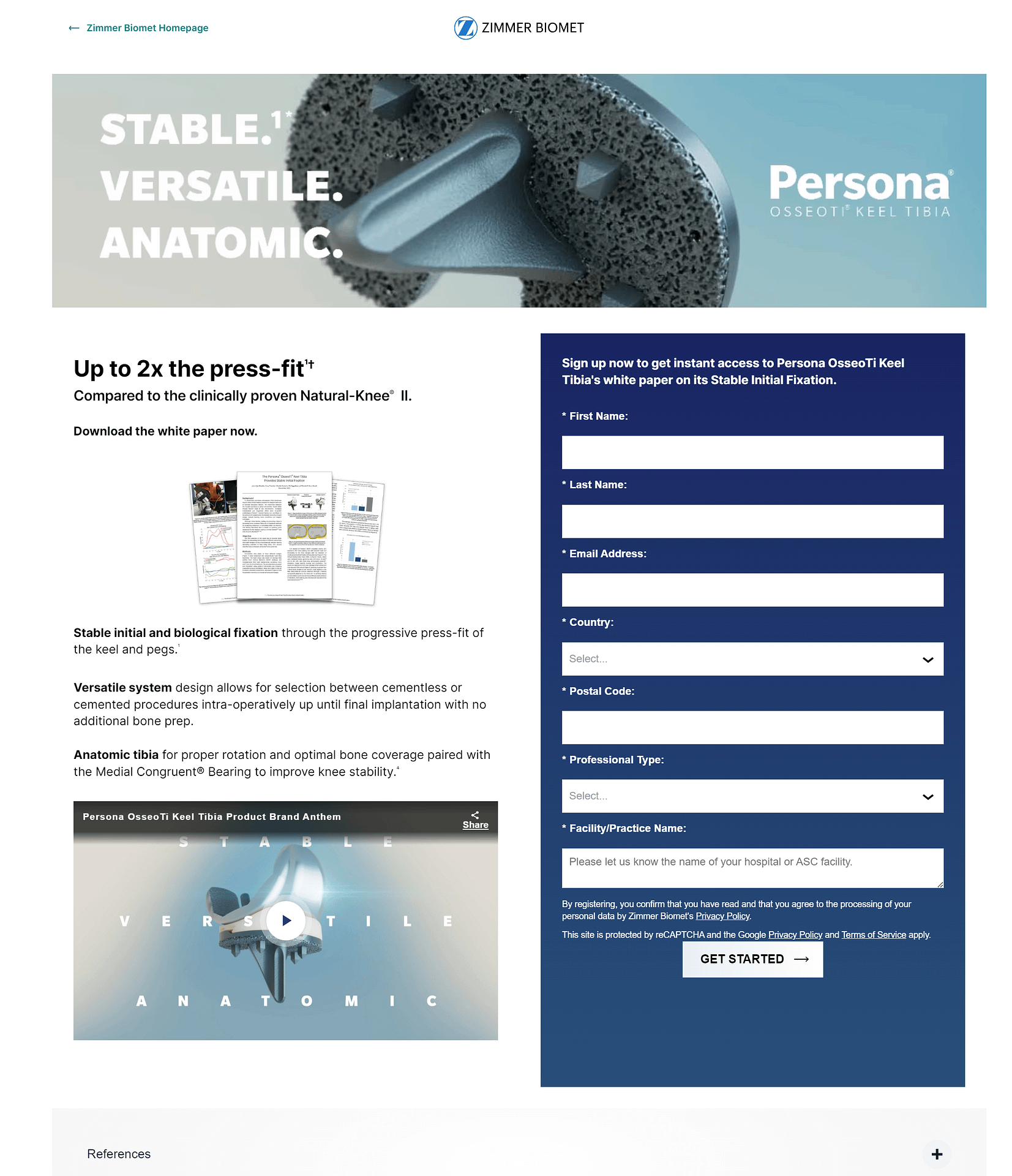 -2023. A Persona OsseoTi campaign landing page optimized with static banners and content focused on the gated asset.