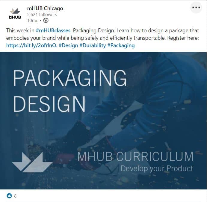 September 2019. I coordinated mHUB's educational programs full-cycle and communicated them via LinkedIn.