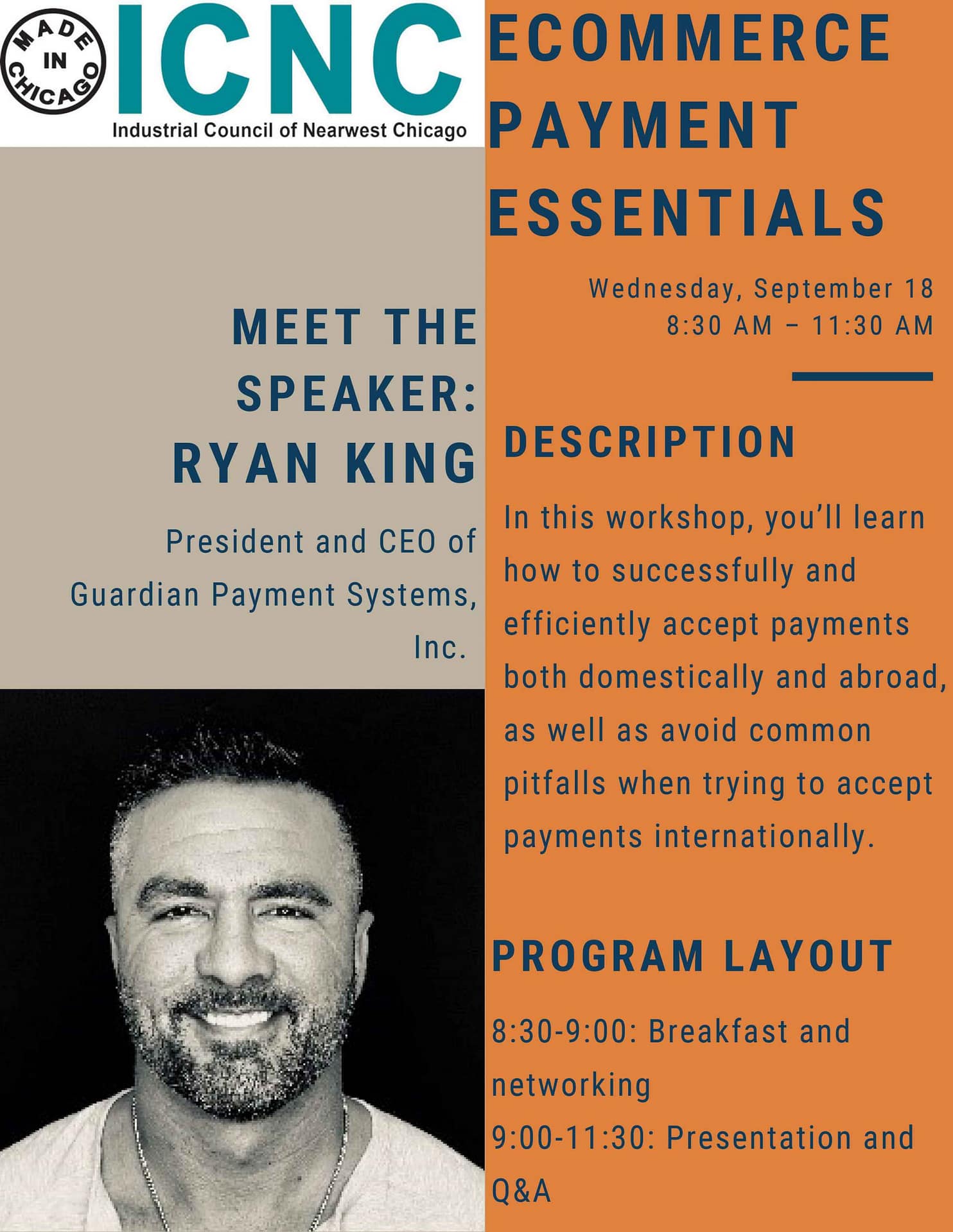 September 2019. Industrial Council of Nearwest Chicago hosted an e-commerce workshop on how to handle domestic and abroad payments.​