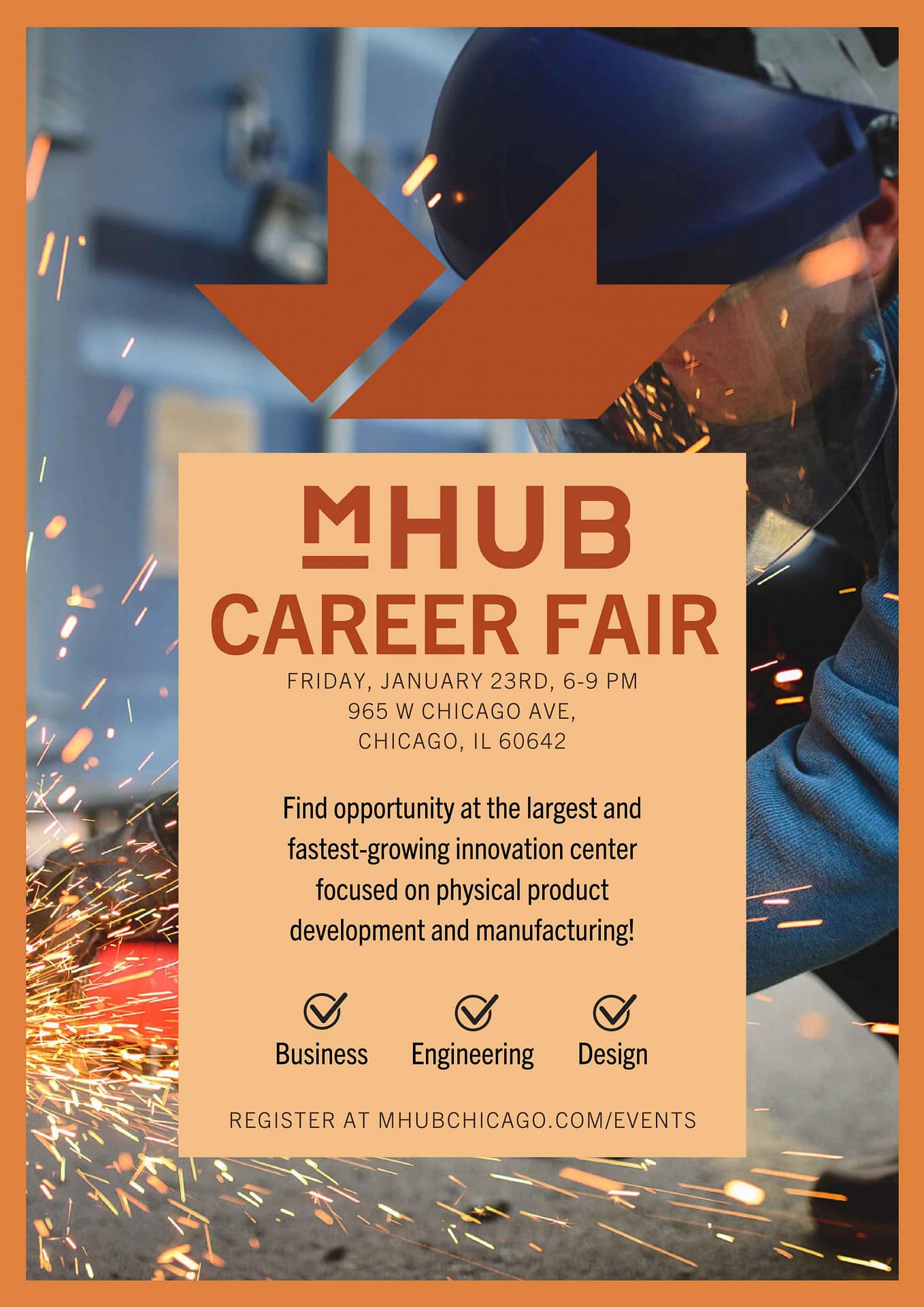 December 2019. A career fair targeting university students to work with mHUB's start-up member companies. URL included to convert registrations.