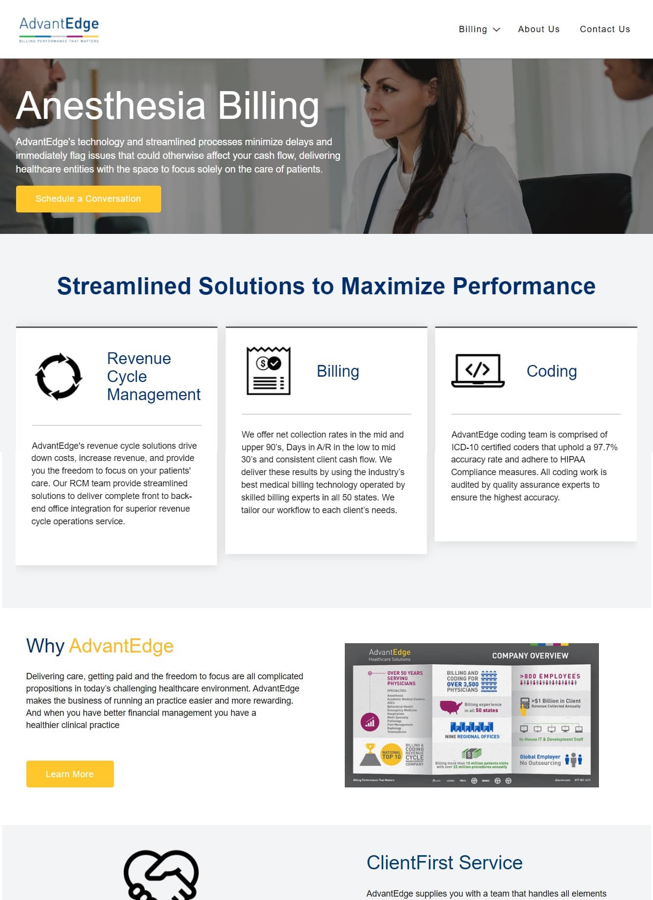December 2020 *click to expand. A landing page created linked to a Google PPC ad. Key competitive edge elements included. Social media icons included in footer to increase follower count.